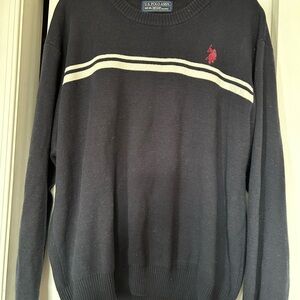U.S. Polo Assn. Black Crewneck Sweater with Red Logo